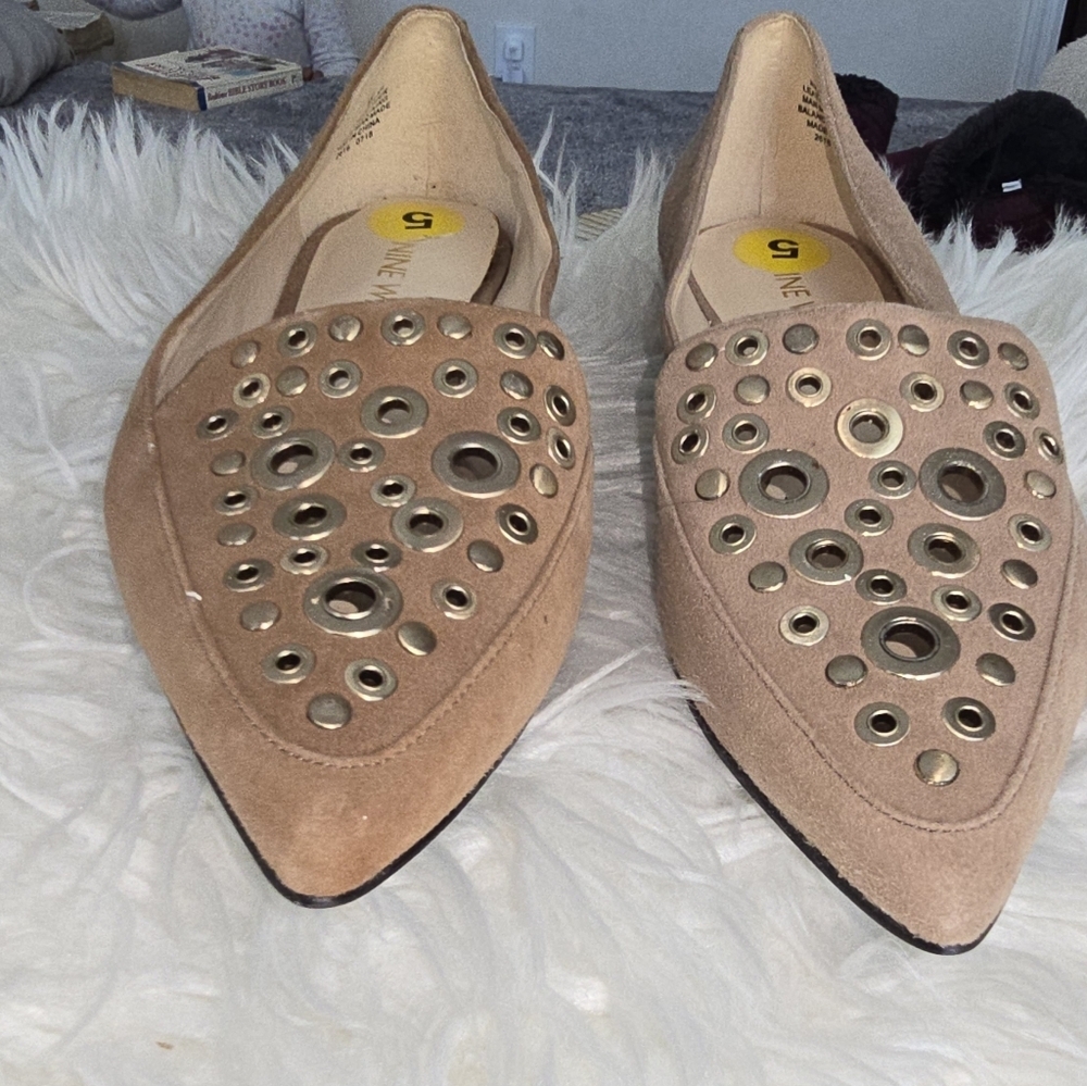 NINE WEST Akeelah Pointy Toe Grometted Leather Slip-on Loafer Flats  Size 5 - Picture 4 of 5